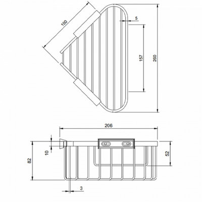 Villeroy and Boch Elements Tender Corner Wire Shower Basket 260 x 82 x 206mm in Chrome - 3