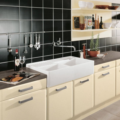 Villeroy & Boch Butler 90 2.5 Bowl Ceramic Kitchen Sink, 895 x 630 x ...