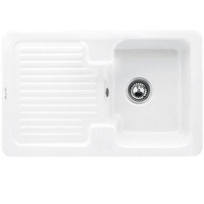 Villeroy & Boch Condor 45 1.0 Bowl Ceramic Inset Kitchen Sink, White ...