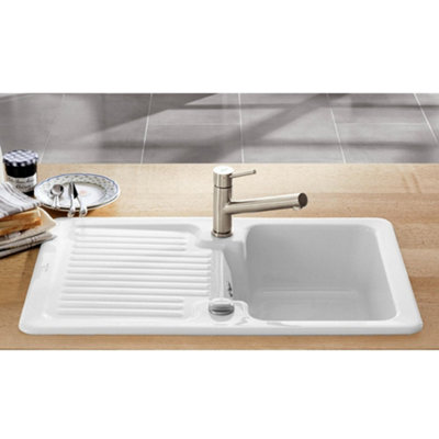 Villeroy & Boch Condor 45 1.0 Bowl Ceramic Inset Kitchen Sink, White ...