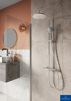 Villeroy & Boch Universal Thermostatic Shower System with Shower Kit and Fixed Head - Chrome