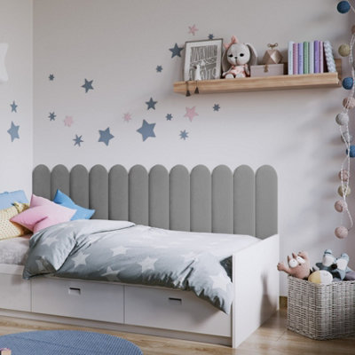 Vilo Upholstered Wall Panel 15cm x 60cm Oval Grey DIY at B&Q