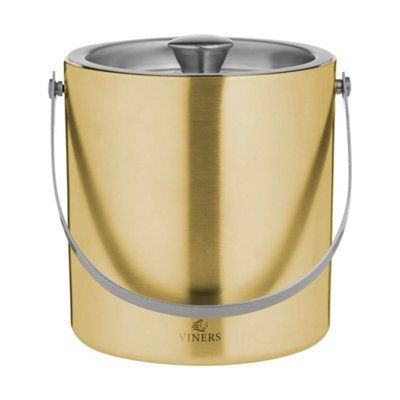 Viners Barware Double Wall Steel Gold Ice Bucket 1.5L