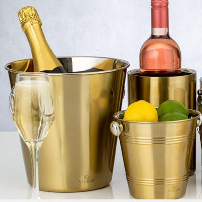 Viners Barware Stainless Steel Gold Champagne Bucket 4L - 3