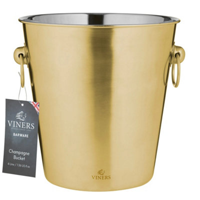 Viners Barware Stainless Steel Gold Champagne Bucket 4L - 4
