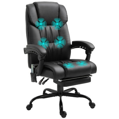 Vinsetoo 6-Point PU Massage Chair Electric Angle Adjustable Remote Black
