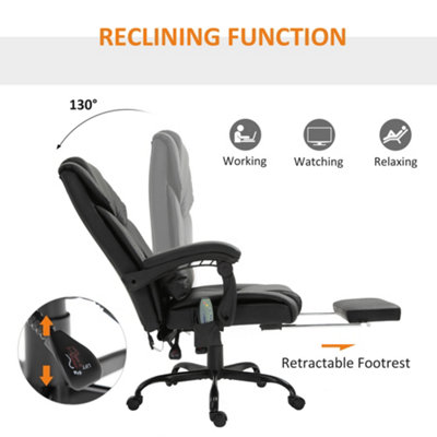 Vinsetoo 6-Point PU Massage Chair Electric Angle Adjustable Remote Black