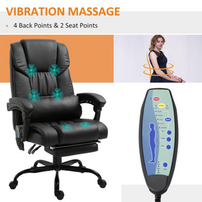 Vinsetoo 6-Point PU Massage Chair Electric Angle Adjustable Remote Black