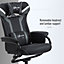 Vinsetto 2 Pieces Video Game Chair and Footrest Set Racing Style Recliner with Headrest, Lumbar Support, Black Deep Grey