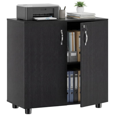 Vinsetto 2-Tier Locking Filing Cabinet Office Storage Cabinet, Black