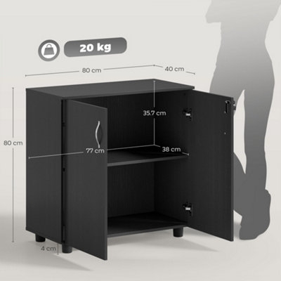 Vinsetto 2-Tier Locking Filing Cabinet Office Storage Cabinet, Black