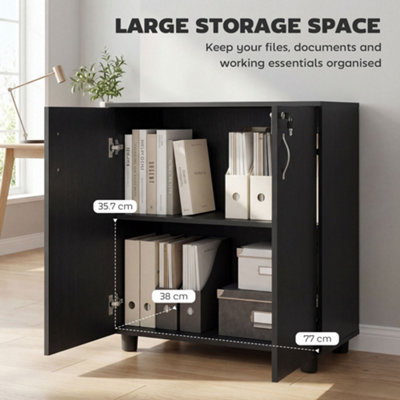 【ベル】CEO Cabinet Storage Set Vinsetto 2-Tier Locking Filing Cabinet Office Storage Cabinet, Black