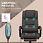 Vinsetto 6-Point PU Leather Massage Racing Chair Electric Padded Recliner Height Angle Adjustable 5 Wheels Brown
