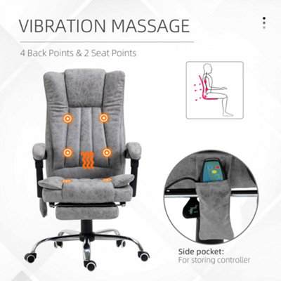 Vinsetto 6-Point Vibrating Heat Massage Chair w/ Microfibre Upholstery Grey