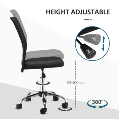 Vinsetto Armless Office Chair Ergonomic Height Adjustable Mesh