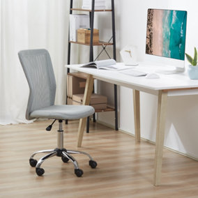 Vinsetto Armless Office Chair Ergonomic Height Adjustable Mesh Back Wheel Grey
