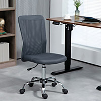 Vinsetto Armless Office Chair with Adjustable Height Mesh Back Wheels Dark Grey