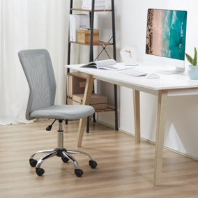 Vinsetto Armless Office Chair with Adjustable Height Mesh Back Wheels Grey