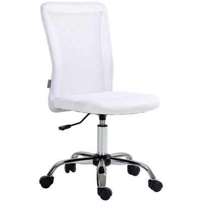 Vinsetto Armless Office Chair with Adjustable Height Mesh Back Wheels White