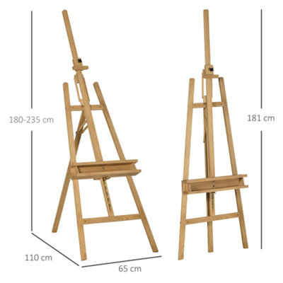 Vinsetto Artist Easel Stand for Wedding Sign with Brush Holder, Beech Wood A-Frame Tripod Studio Easel, Adjustable Art Stand