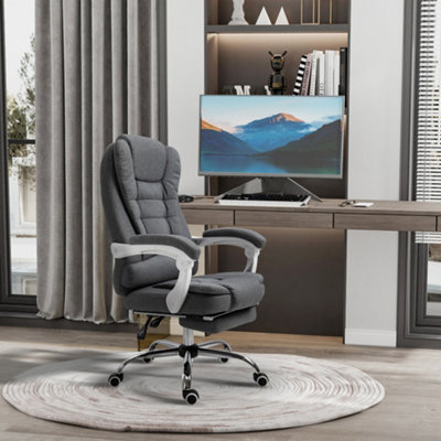 Vinsetto Computer Office Chair Home Swivel Task Recliner w/ Footrest, Arm, Grey