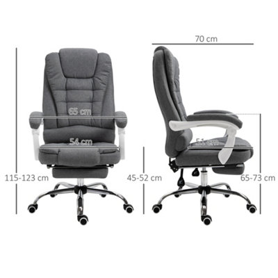 Vinsetto Computer Office Chair Home Swivel Task Recliner w/ Footrest, Arm, Grey