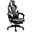 Vinsetto Cool & Stylish Gaming Chair Ergonomic Recliner w/ Thick Padding Footrest Neck & Back Pillow 5 Wheels Racing Swivel Grey