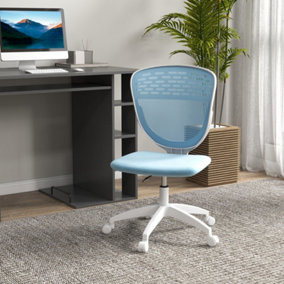 Vinsetto Desk Chair, Height Adjustable Mesh Office Chair with Wheels, Blue