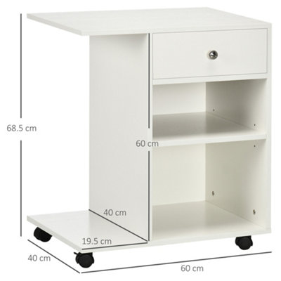 Vinsetto Desk Side Printer Stand with Wheels Rolling Printer Cart White