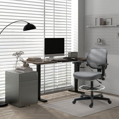 Vinsetto Drafting Chair Tall Office Stand Desk Chair with Foot Ring, Arm, Wheel