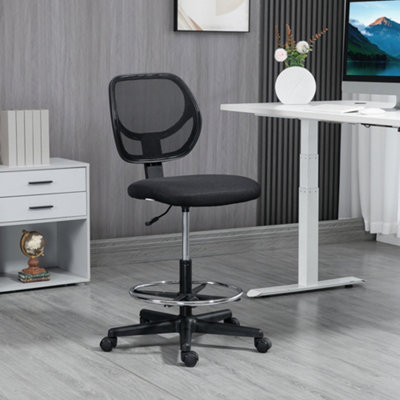 Vinsetto Draughtsman Chair Tall Office Chair w/ Adjustable Footrest Ring