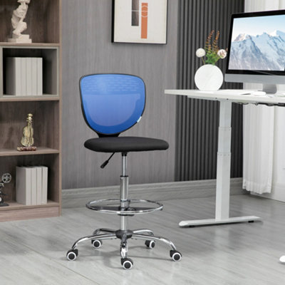 Vinsetto Draughtsman Chair, Tall Office Chair with Lumbar Support, Blue ...