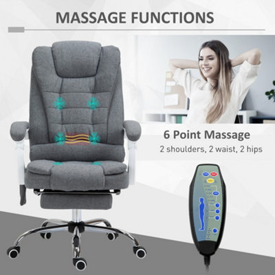 Vinsetto Ergonomic 6 Points Vibration Massage Office Chair Heated Grey