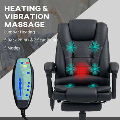 Vinsetto Ergonomic Heated 6 Points Vibration Massage Executive Chair Black