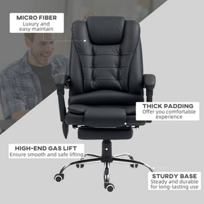 Vinsetto Ergonomic Heated 6 Points Vibration Massage Executive Chair Black