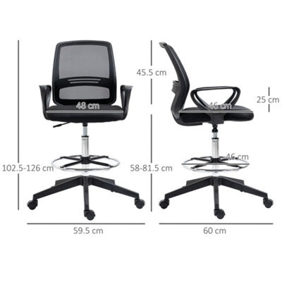 Vinsetto Ergonomic Mesh Back Drafting Chair Tall Office with Adjustable Height and Footrest 360 degree Swivel
