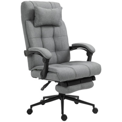 Vinsetto Ergonomic Office Chair Adjustable Height w/ Wheels Footrest Light Grey
