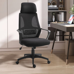 Vinsetto Ergonomic Office Chair w/ Wheel, High Mesh Back, Adjustable Height Home Office Chair - Black