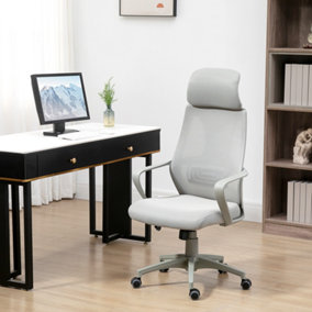 Vinsetto Ergonomic Office Chair w/ Wheel, High Mesh Back, Adjustable Height Home Office Chair - Grey