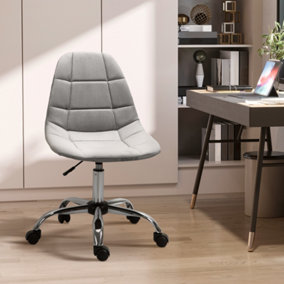 Vinsetto Ergonomic Office Chair with Adjustable  Height and Wheels Velvet Executive Chair Armless for Home Study Bedroom Grey