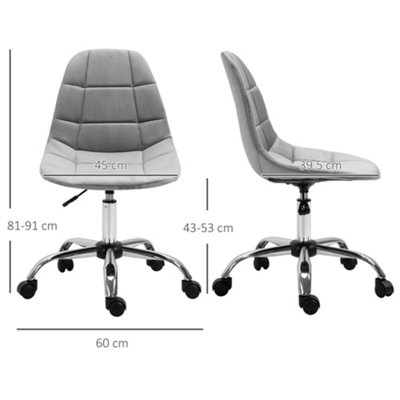 Vinsetto Ergonomic Office Chair with Adjustable  Height and Wheels Velvet Executive Chair Armless for Home Study Bedroom Grey