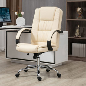 Vinsetto Executive Office Chair High Back Computer Desk Chair w/ Armrests Beige
