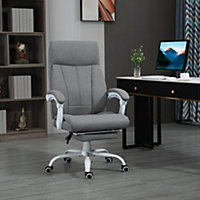 Vinsetto Fabric Office Chair for Home with Arm, Foot Rest, Wheels, Grey
