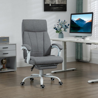 Vinsetto Fabric Office Chair for Home with Arm Foot Rest Wheels Grey
