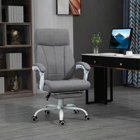 Vinsetto Fabric Office Chair for Home with Arm, Foot Rest, Wheels, Grey