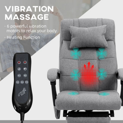 Vinsetto Fabric Vibration Massage Office Chair with Heat, Head Pillow, Grey
