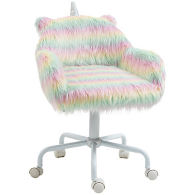 White desk deals chair fluffy