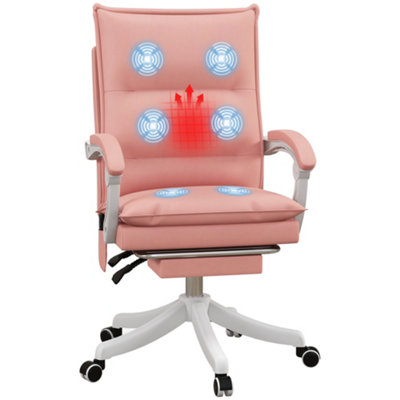 Vinsetto Faux Leather Vibration Massage Office Chair with Heat, Footrest, Pink