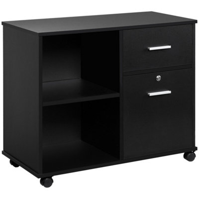 Vinsetto Filing Cabinet Mobile Printer Stand W/ Drawer for A4 Size Files, Black
