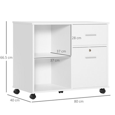 Vinsetto Filing Cabinet Mobile Printer Stand W/ Drawer for A4 Size Files, White